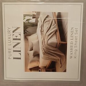 Pure Luxury Washed Linen King Sheet Set